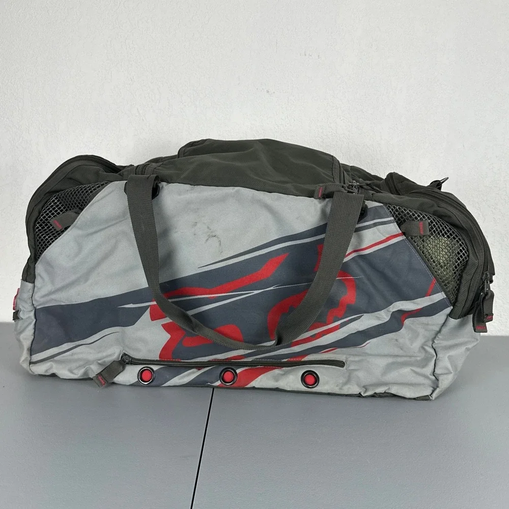 Fox Racing Duffle Bag Mens Large Grey Red Racing Gear Bag Motocross SIL 75